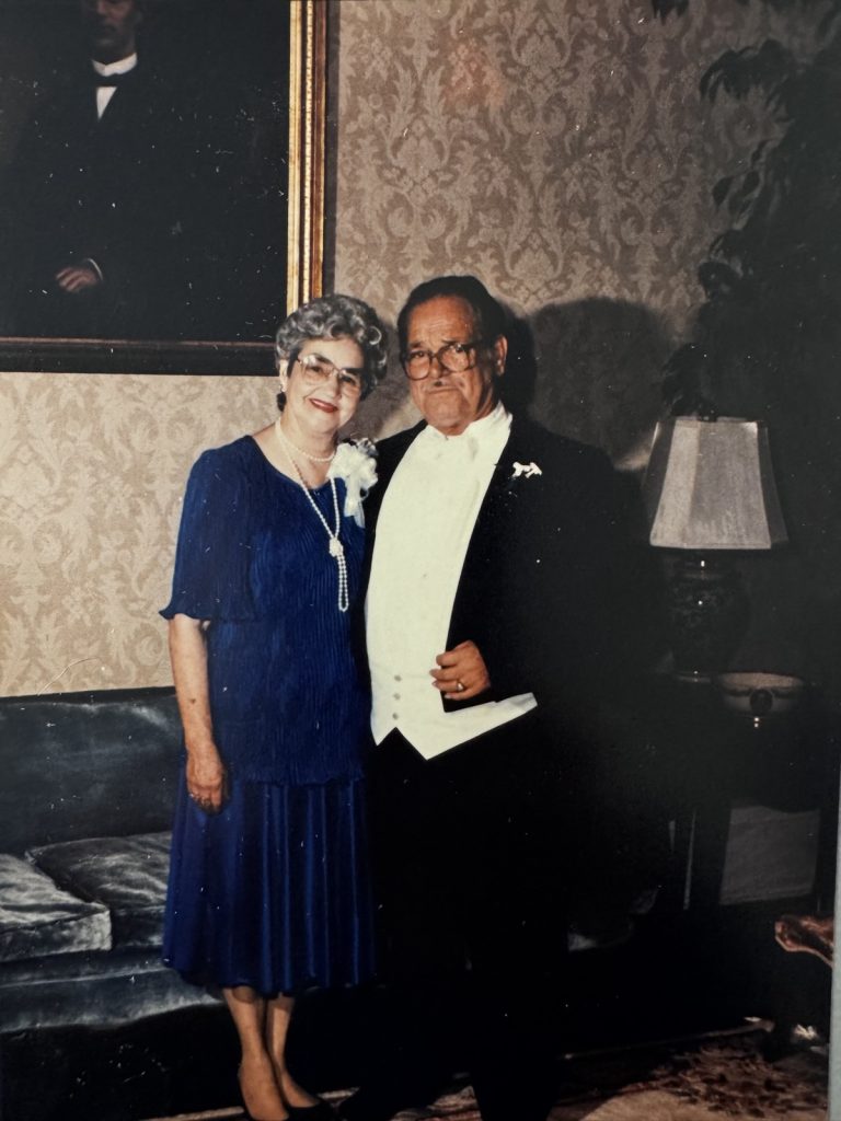 Mack Flowers Sr. and Margarete Flowers dressed for a formal evening